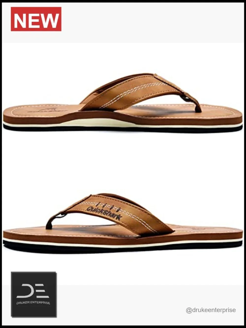 Mens Flip Flops Leather Thong Sandals Arch Support Beach Slippers